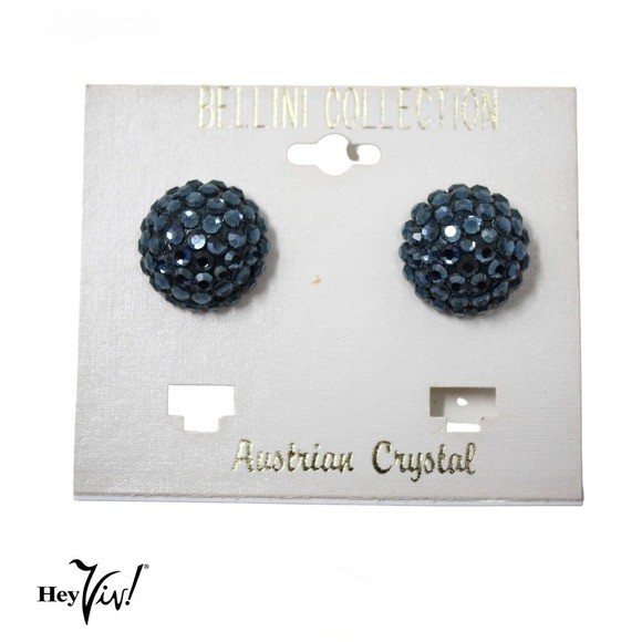 Vintage Bellini Blue Austrian Crystals Cluster Earrings Original Card - Hey Viv - Picture 1 of 6